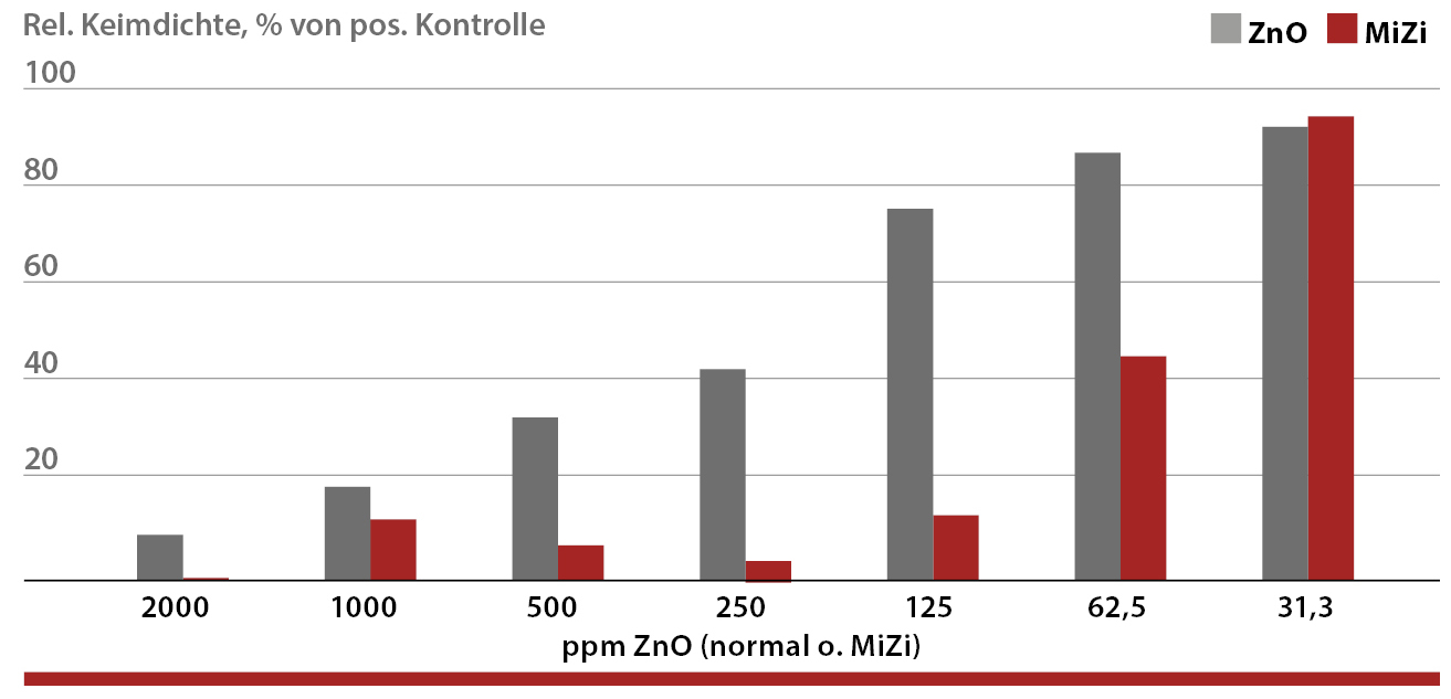 Influence de différents dosages d'oxyde de zinc